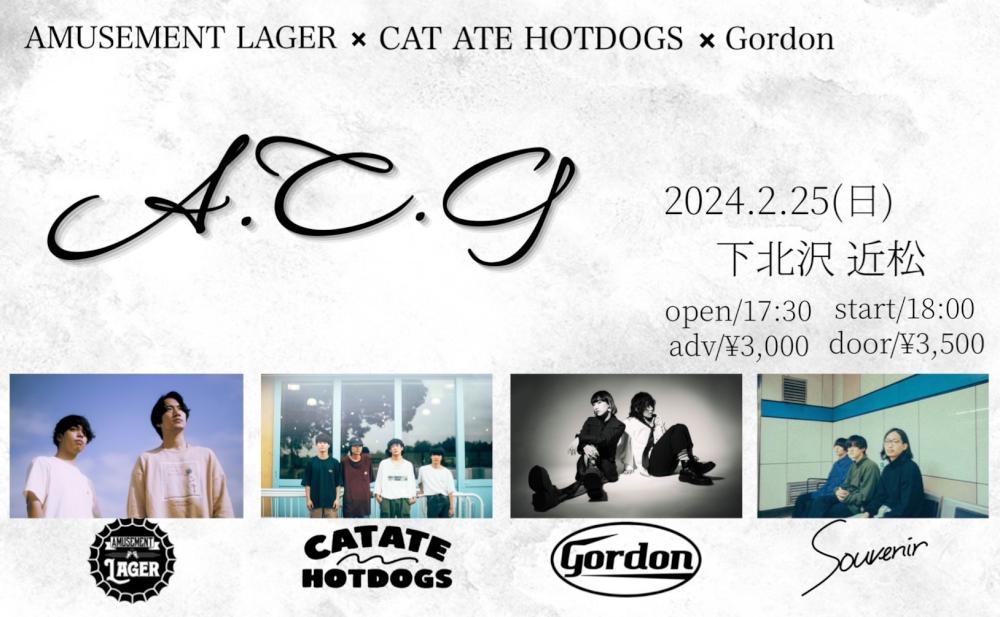 AMUSEMENT LAGER & CAT ATE HOTDOGS & Gordon  3バンド合同企画「ACG」